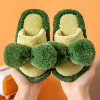 棉拖鞋秋冬男童室内女宝宝拖鞋冬季防滑毛毛绒保暖家居鞋小孩a翠绿色