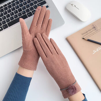 棉学生抗起球秋冬季女款骑行手袜保暖防寒女式乐卉z2118毛球豆沙均码