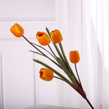 客厅落地花瓶假花摆件绢花郁金香仿真花家居客厅餐桌装饰花艺摆设摆件