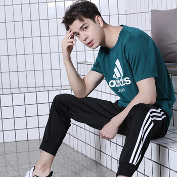 阿迪达斯adidast恤男短袖运动圆领宽松透气半袖judo蓝绿白m