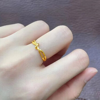 定岁黄金打结戒指女999足金三生结开口戒子时尚简约生日礼物送女友