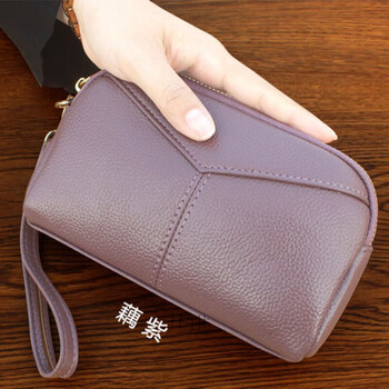 金檀侠新款日韩时尚手拿包女大容量贝壳包拉链手抓包零钱包手机包藕紫