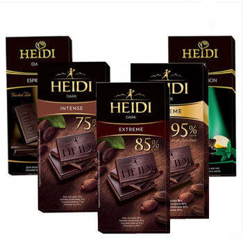 罗马尼亚进口heidi特浓黑巧克力80g6盒857585迷你特黑巧克力120g