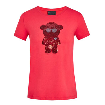 armani 阿玛尼/女士小熊图案圆领短袖t恤 3h2t6q jqaz 0334 欧码40