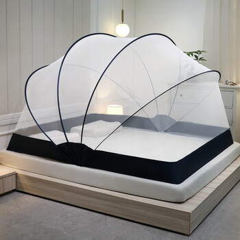 艺彩蝶网红新款折叠钢丝太空顶免安装蚊帐加密帐纱蚊帐家用免安装蚊帐