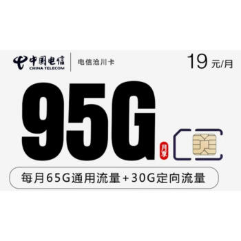 中國電信上網卡手機卡流量卡滄州卡19元包95g100分鐘通話視頻會員