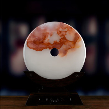 星星点灯红花冰玉石平安扣摆件客厅玄关意境山水画办公室装饰礼品c27