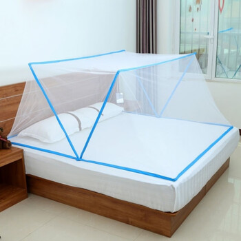 良至折叠蚊帐免安装直接用尺寸齐全免安装折叠蚊帐蓝色长190宽170cm