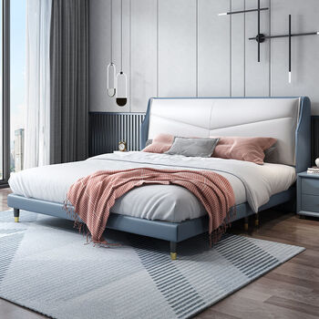 定制 主卧大床床简约现代主卧1.8米双人大床北欧轻奢高端实木1.