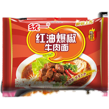 统一 统一100红油爆椒牛肉面方便面泡面拉面袋装5包速食食品 (5包)
