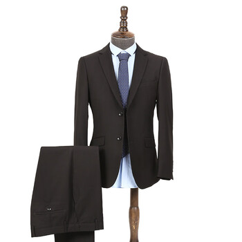 商务西服新郎伴郎酒宴主持人黑色修身职业正装西装两件套黑色双开叉46