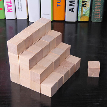 正方体积木木头方块小立方体小学数学教具套装几何图形正方形原木色