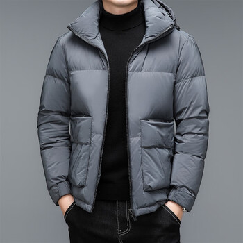 ahrm品牌男装白鹅绒羽绒服男冬季连帽立领保暖加厚潮流外套男装极寒