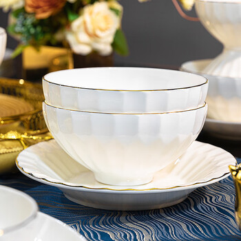 颜来景德镇餐具金边米饭碗陶瓷碗具家用吃饭碗欧式碗碟组合可微波 16