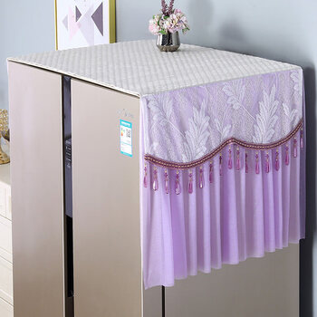 绣花冰箱盖布防滑防尘布罩套防尘防油单双开门洗衣机盖巾hh 斐然紫色