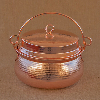 铜锅铜炖锅手工铜汤锅铜煲加厚紫铜野炊锅纯铜带盖洋芋焖饭铜吊锅26cm