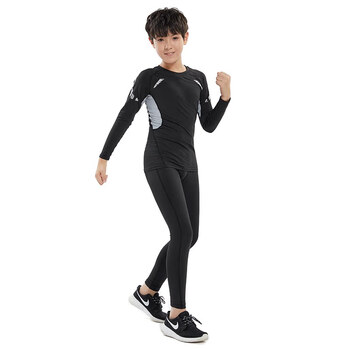 迪卡灰色侬儿童运动紧身衣训练服男童篮球足球跑步速干打底透气男孩