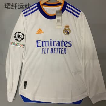 顶配实拍2122皇马主场球员版球衣长袖足球服莫德里奇本泽马球员版长袖