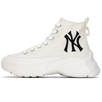 mlbny男女鞋子厚底增高休闲鞋2023年新款男女情侣ny大标百搭高帮帆布