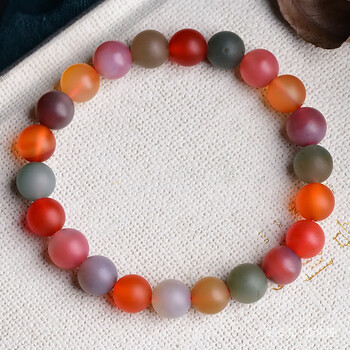 糖果色盐源玛瑙手链女男盐源手串满色满肉单圈时尚饰品礼物 糖果哑光