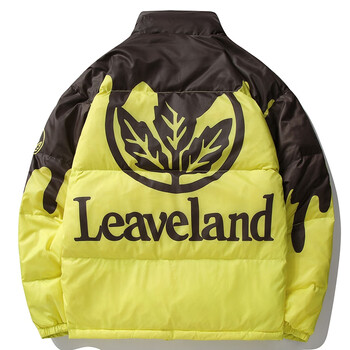 意大利leaveland枫叶潮牌22秋冬撞色羽绒服白鸭绒时尚青年冬装立领