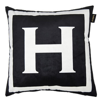 简约黑白字母印花抱枕居家客厅沙发靠垫套腰靠办公室午睡枕字母h单面