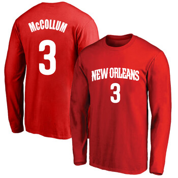 鹈鹕队3号cj麦科勒姆运动圆领长袖训练球衣t恤男女春秋季薄款学生篮球