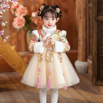 雅晴雨汉服冬款女童女宝兔年拜年服冬季新年童装女儿童过年喜庆唐装