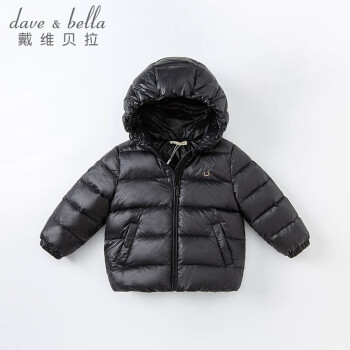 davebella戴维贝拉童装2021冬季儿童羽绒服男童外套女童轻薄洋气上衣DBZ16128黑色90cm