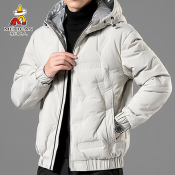 稻草人mexican羽绒服男潮流保暖连帽短款外套男士防寒青年男装j9fa