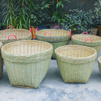晗畅竹筐米箩筐水果筐粮食筐喜事箩筐收纳筐 无耳箩直径45高35cm
