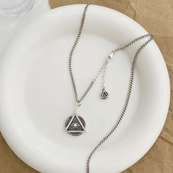 珂万福 925上帝之眼项链中兴风潮流复古ins泰银锁骨链蹦迪嘻哈项饰品