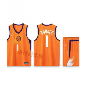 nba同款太阳队球服3号保罗布克球衣城市版篮球服套装成人团队定制橙色