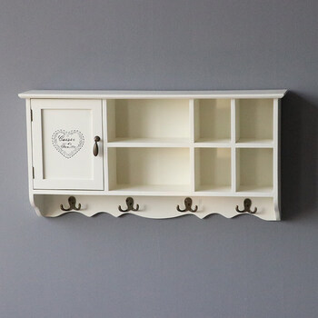 广硕通源壁柜墙上挂柜墙柜田园实木单门心形装饰壁柜挂柜大壁挂美式