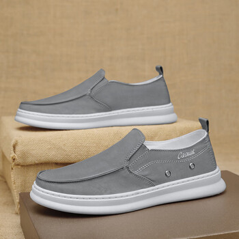 北京布鞋男春季新款帆布鞋男一脚蹬低帮黑色百搭潮流透气板鞋男灰色39
