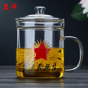 号玻璃马克杯子大容量创意怀旧家用带盖茶水分离泡茶杯茶缸老干部茶杯