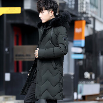 品抉初中男孩子羽绒服男中长款大学生高中学生冬季外套毛领十几岁秋冬