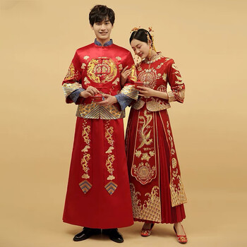 【秀禾服】大码男士结婚刺绣礼服中式新郎秀禾服胖秀禾敬酒服龙凤图案