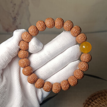 龙鳞纹小金刚菩提子手串单圈籽佛珠子手链男士文玩盘玩念珠子女 黄