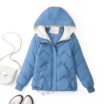 羽绒服女短款女装欧货意大利高端欧洲站出口法国羽绒外套冬季 雾霾蓝
