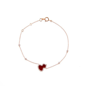 麒麟 qeelin 女士 petite wulu 18k玫瑰金钻石及红玛瑙手链 wu-br001