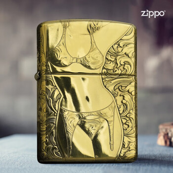 zippo之宝打火机防风煤油铜加厚盔甲机双面3d浮雕美女牛仔女郎盔甲