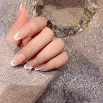 假指甲贴片ins风美甲成品可拆卸穿戴甲感显白欧美长款甲片女h白色法式