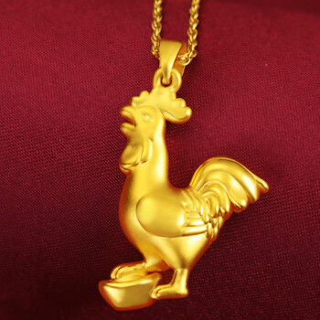 晚仪珠宝3硬金生肖吊坠黄金吊坠 宝宝金鸡黄金项链吊坠小金鸡吊坠3硬