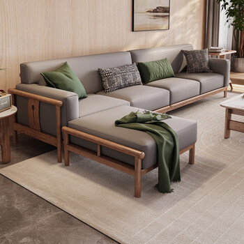 木印象(wood impression) 沙发 实木沙发 北欧科技皮沙发 小户型客厅