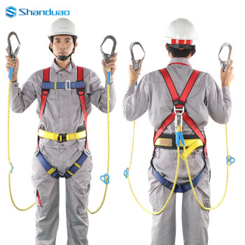 SHANDUAO 高空作业安全带 电工保险带 户外攀登安全绳 全身式安全带 AD8618 双大钩1.8米 