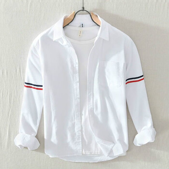 翰钦四条杠四道杠tb四季通勤四道杠纯棉长袖衬衫男女情侣休闲潮流休闲
