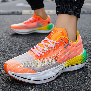 特步飞影绝影碳板马拉松竞速科技跑步鞋软底超轻减震运动鞋男 998电光