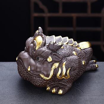 众姝高端金蟾紫砂茶宠摆件精品可养装饰品大号蟾蜍茶道茶台摆设茶从宠