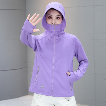 防晒衫空调衫韩版速干防晒服带帽透气皮肤衣薄款外套女nsf2299紫色m
